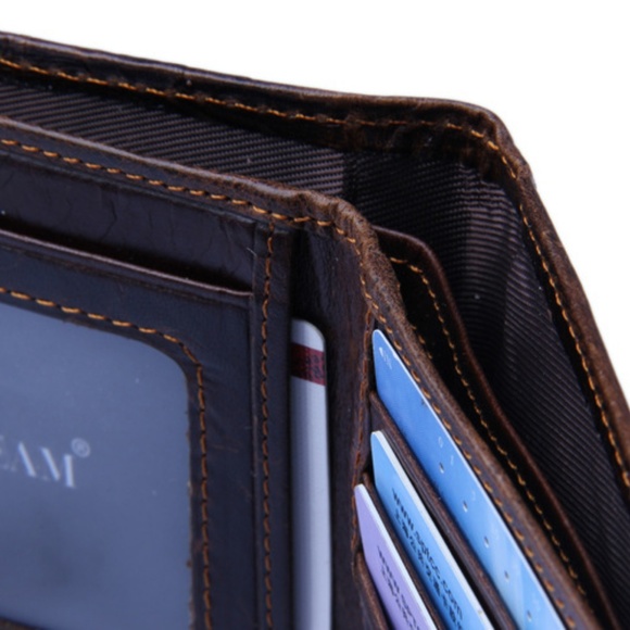 Dragon Engraved Genuine Leather Bifold Mens Wallet - Picture 8 of 8